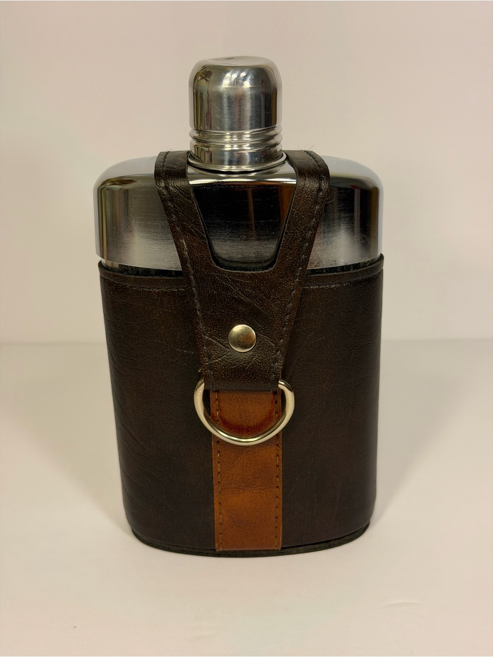 Vintage Flask w/ Faux Leather Pouch